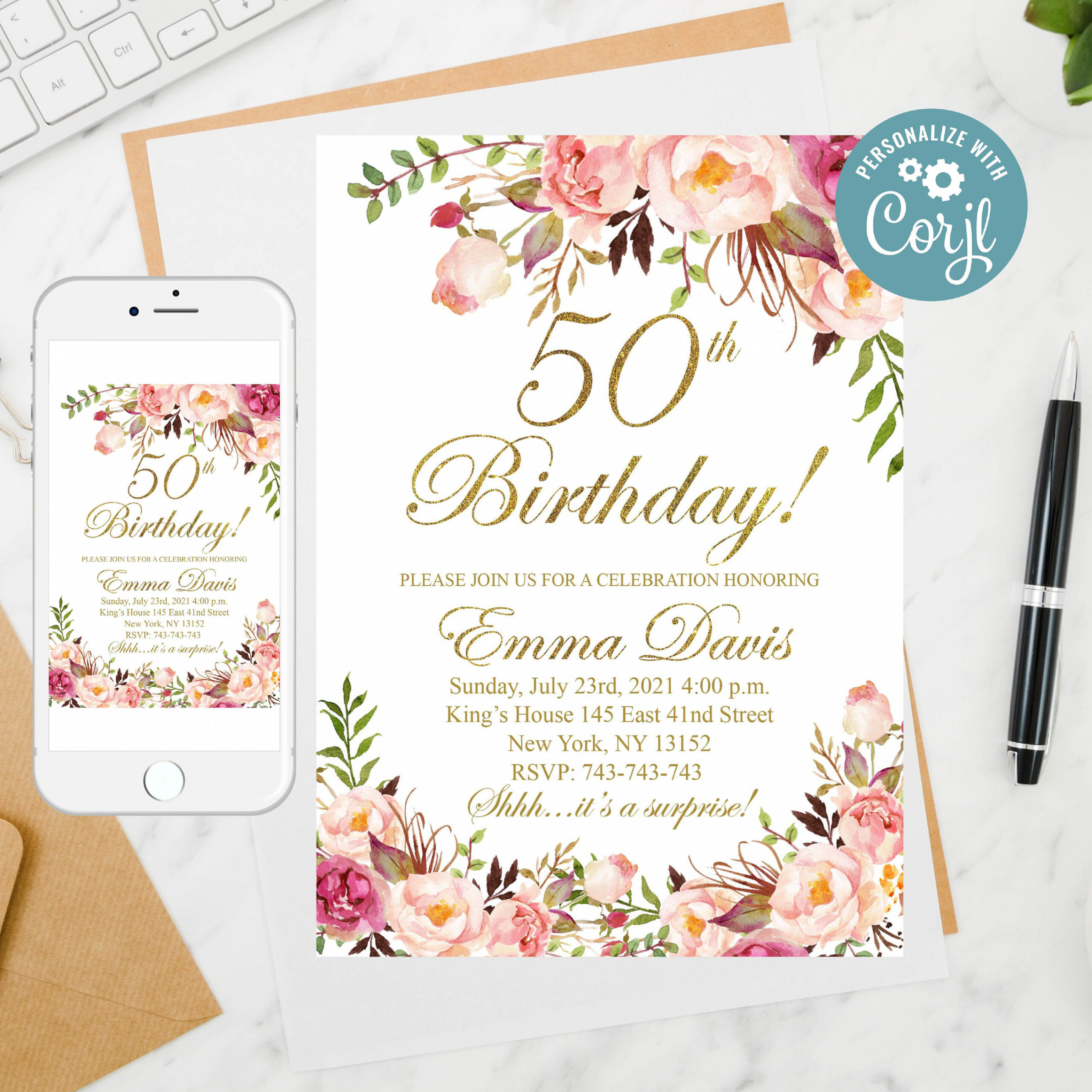 Editable th Birthday Invitation Women Birthday Invitation - Etsy