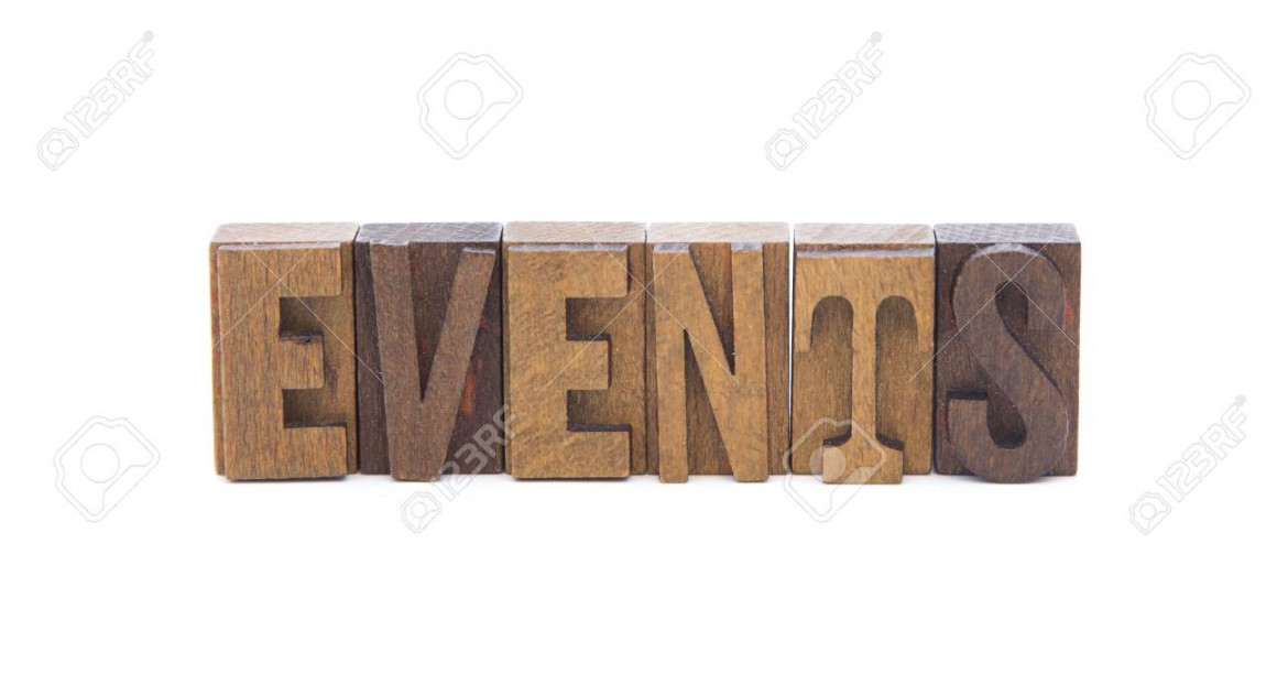 EVENTS Spelled In Wooden Block Letters Stock Photo, Picture and