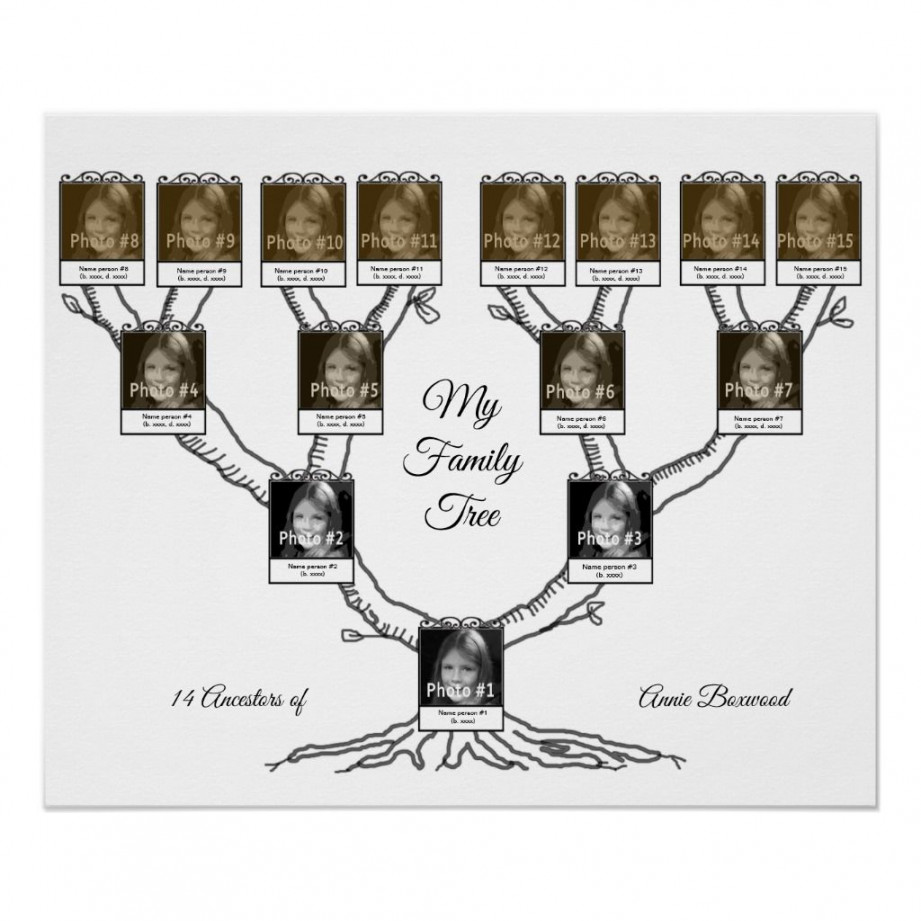 Family Tree with  Persons Custom Photo and Text Poster  Zazzle