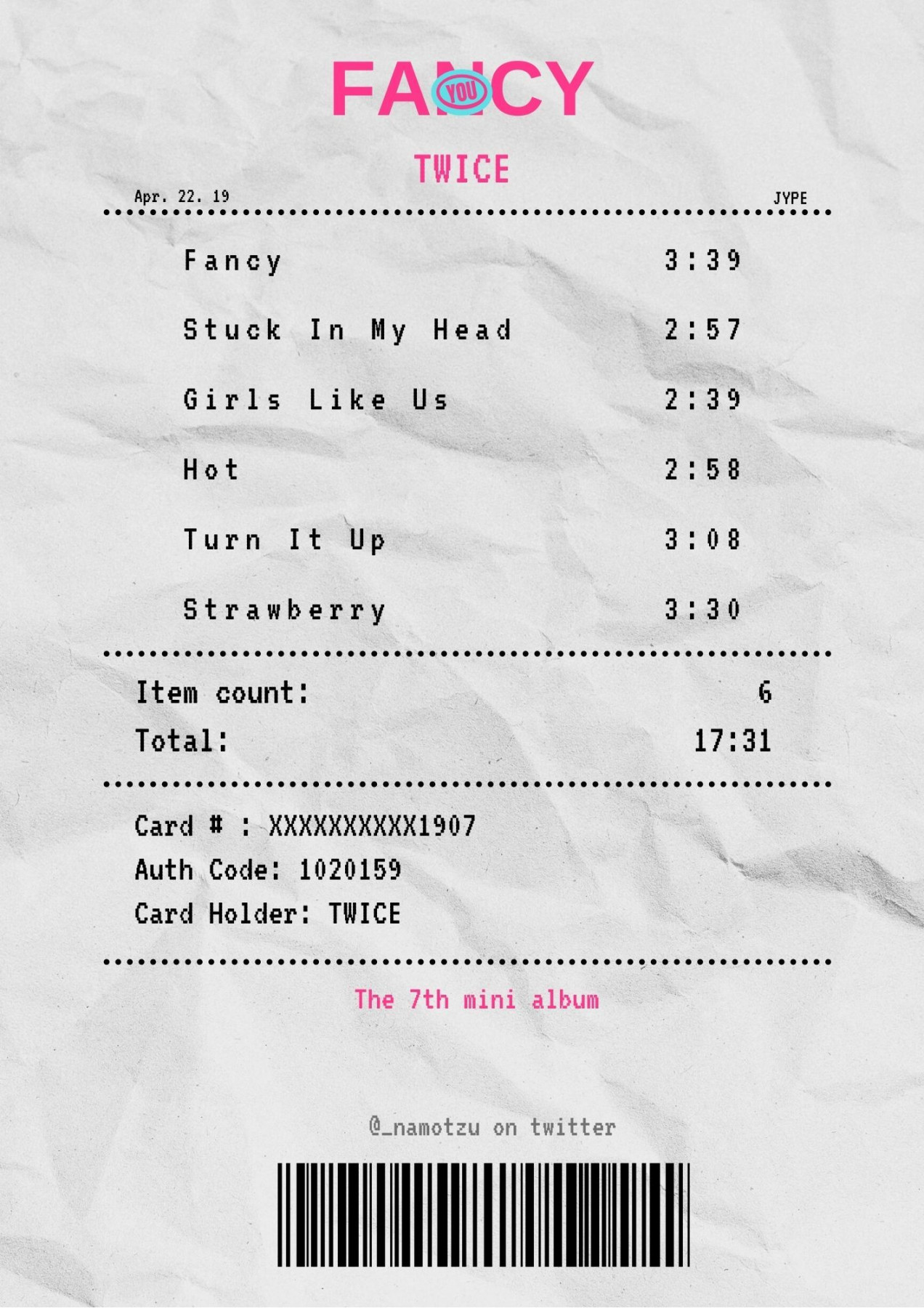 fancy you receipt  Music poster ideas, Show me the money, Pink