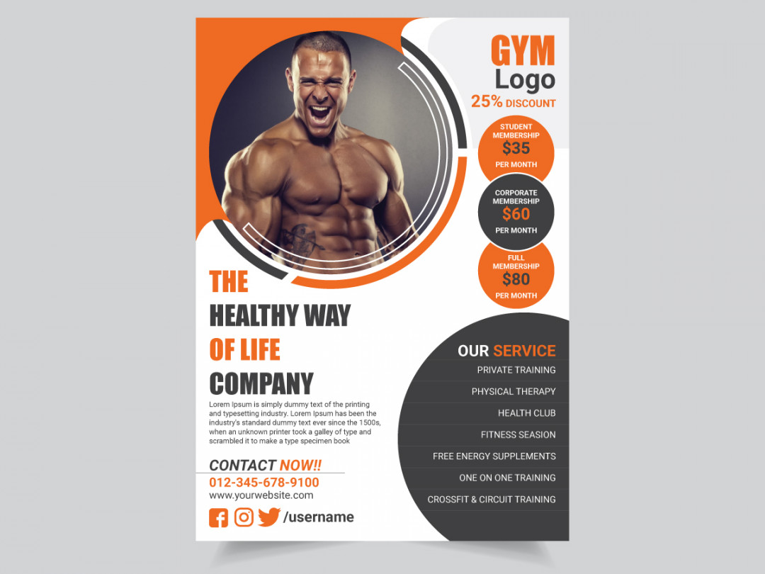 Fitness And GYM Flyer Design Template For Promotion - UpLabs