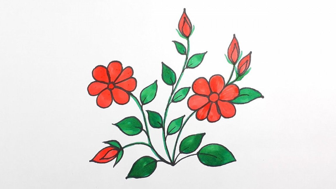 Flower Drawing Color Flower Drawing Flower Art Simple Drawing Easy  Drawing Flower Design