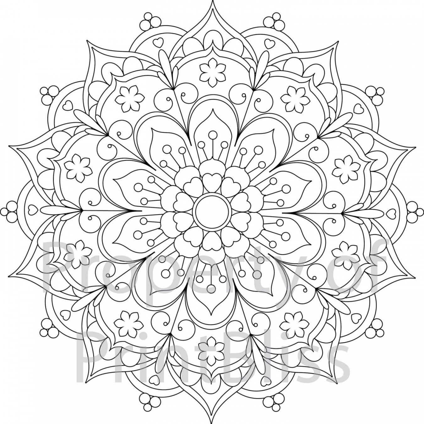 Flower Mandala Printable Coloring Page - Etsy  Abstract coloring