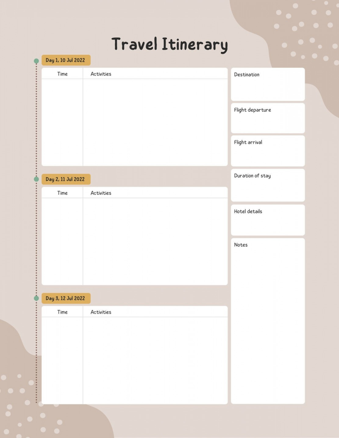 Free and customizable itinerary planner templates  Canva