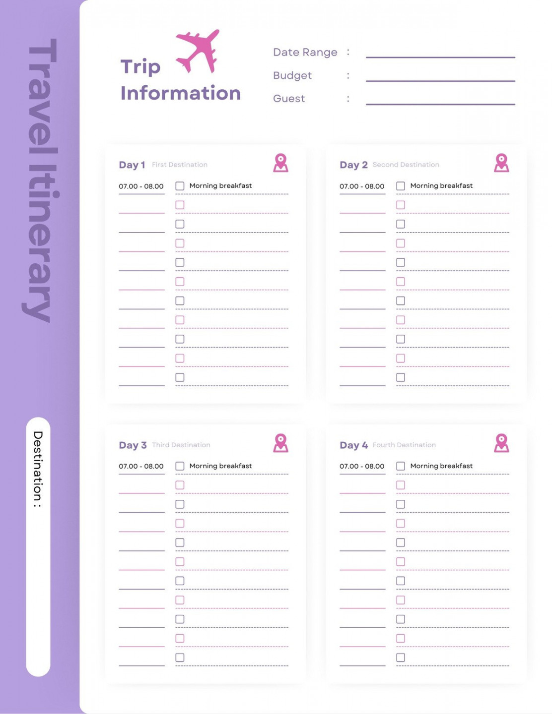 Free and customizable itinerary planner templates  Canva