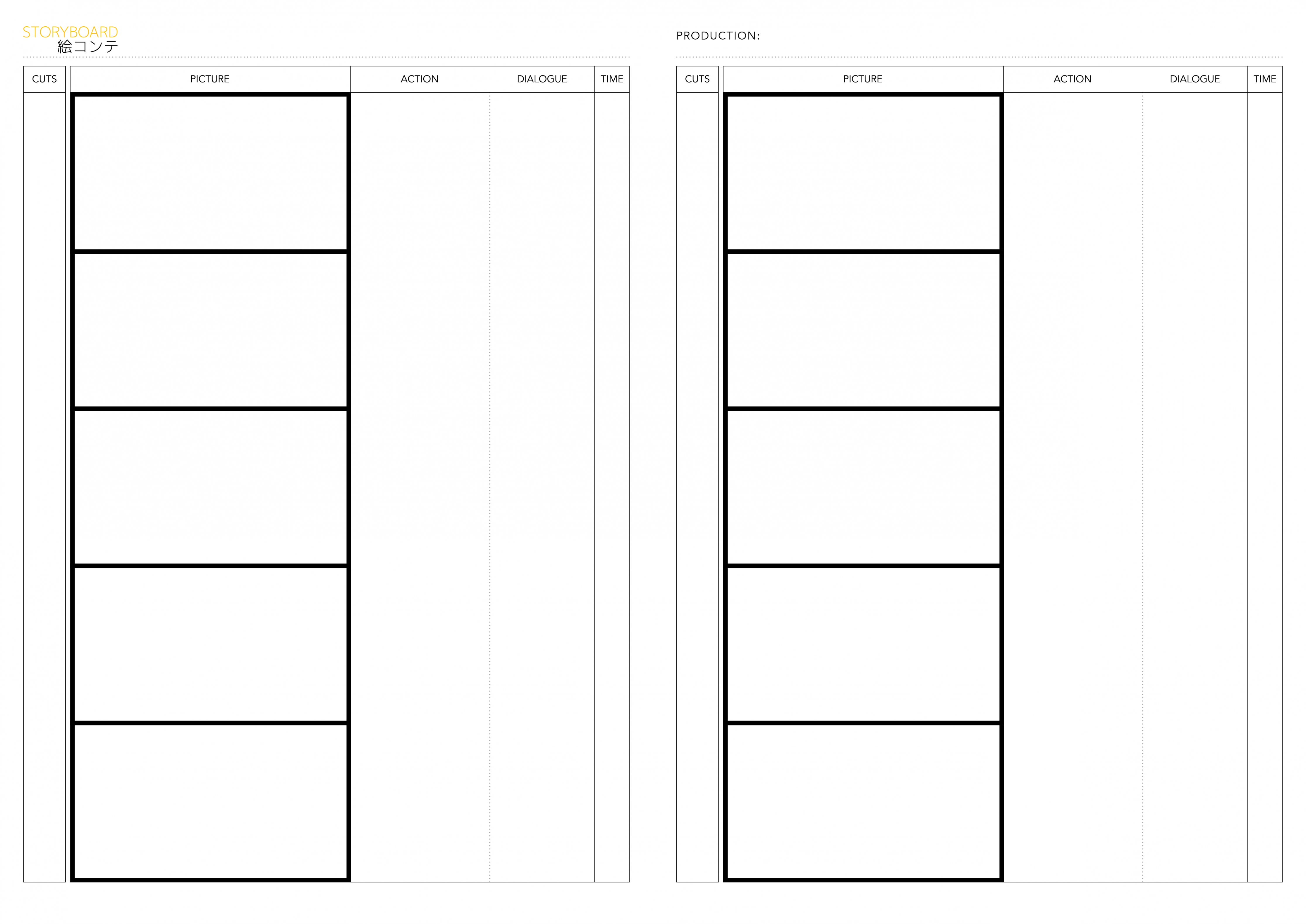 free anime storyboard templates for : films  Templates Supply