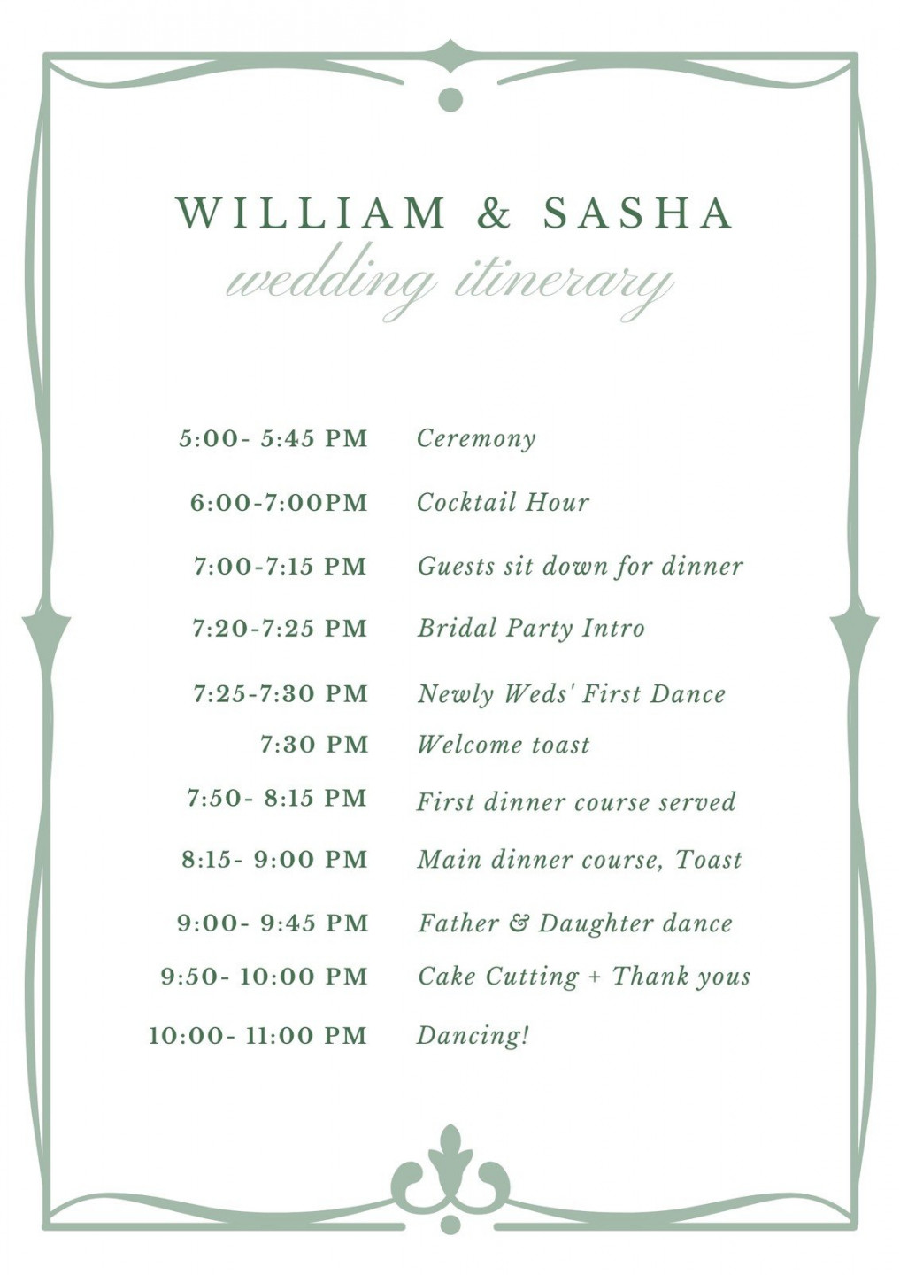 Free custom printable wedding timeline planner templates  Canva