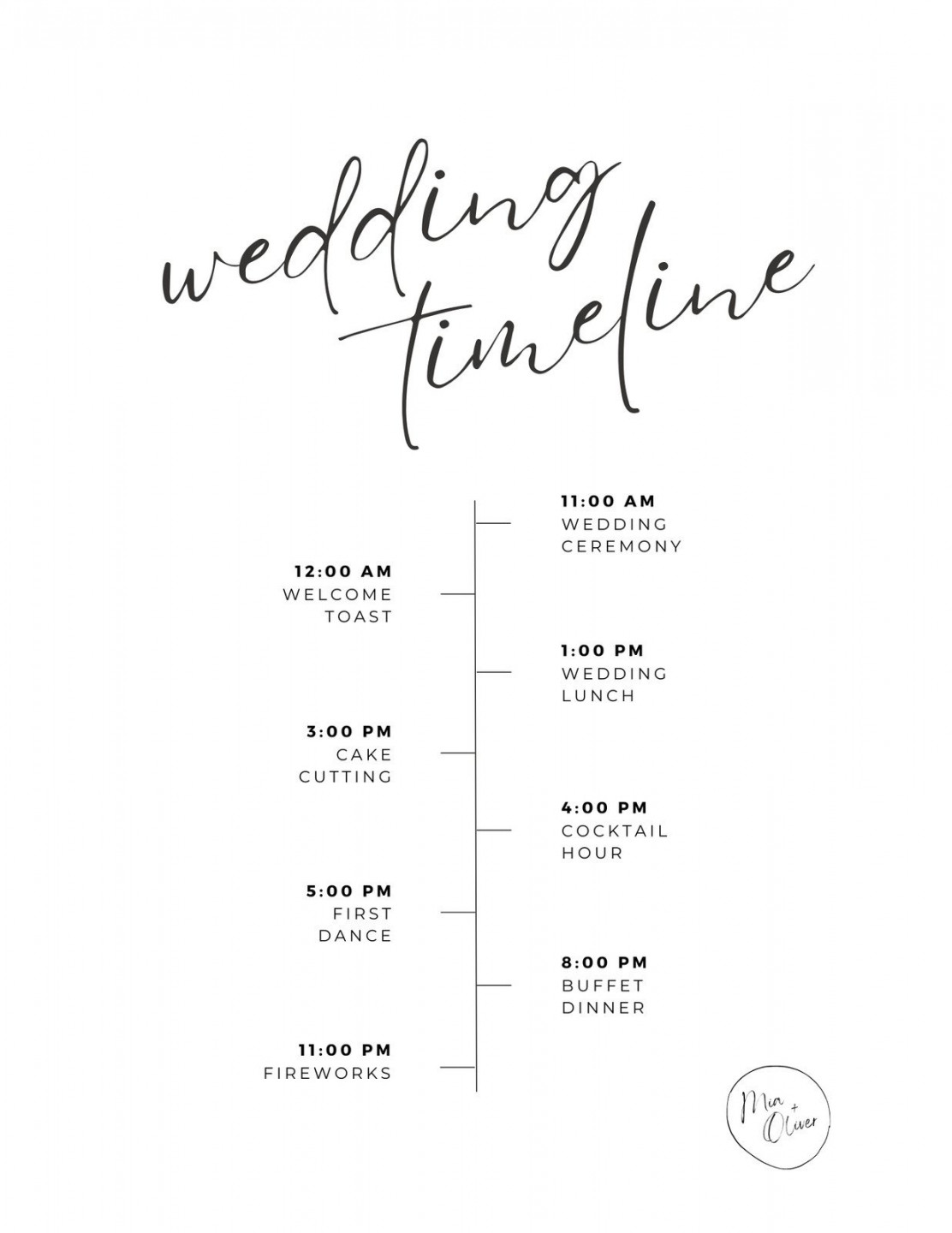 Free custom printable wedding timeline planner templates  Canva