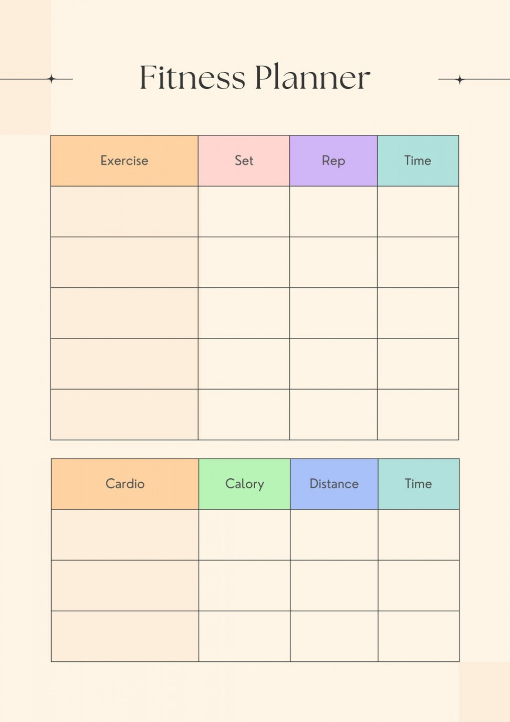 Free, custom printable workout planner templates online  Canva