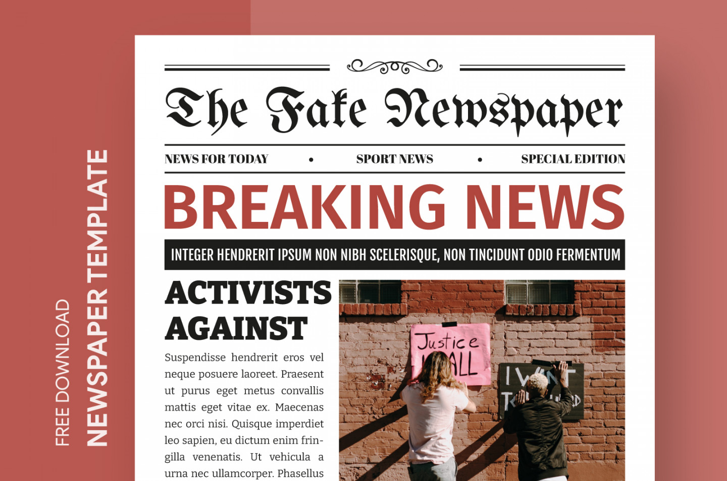 Free Editable Online Fake Newspaper Template – Free Print