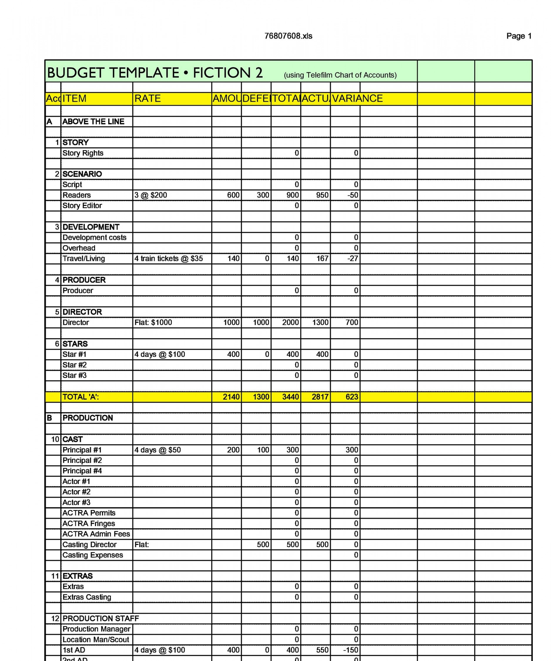 Free Film Budget Templates (Excel, Word) ᐅ TemplateLab