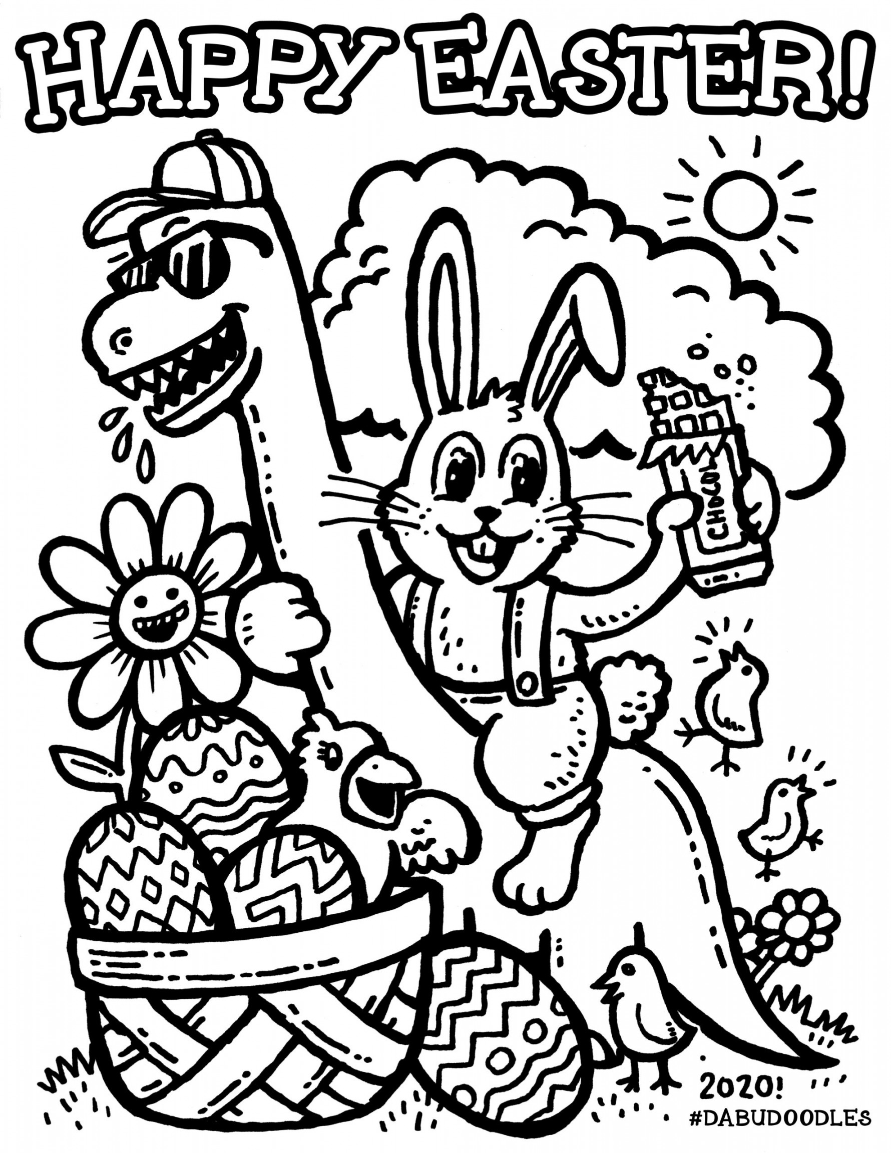 Free Happy Easter Coloring Page – Dabu Doodles