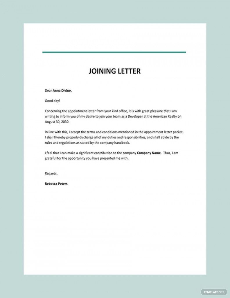 Free Joining Letter Template - Download in Word, Google Docs, PDF