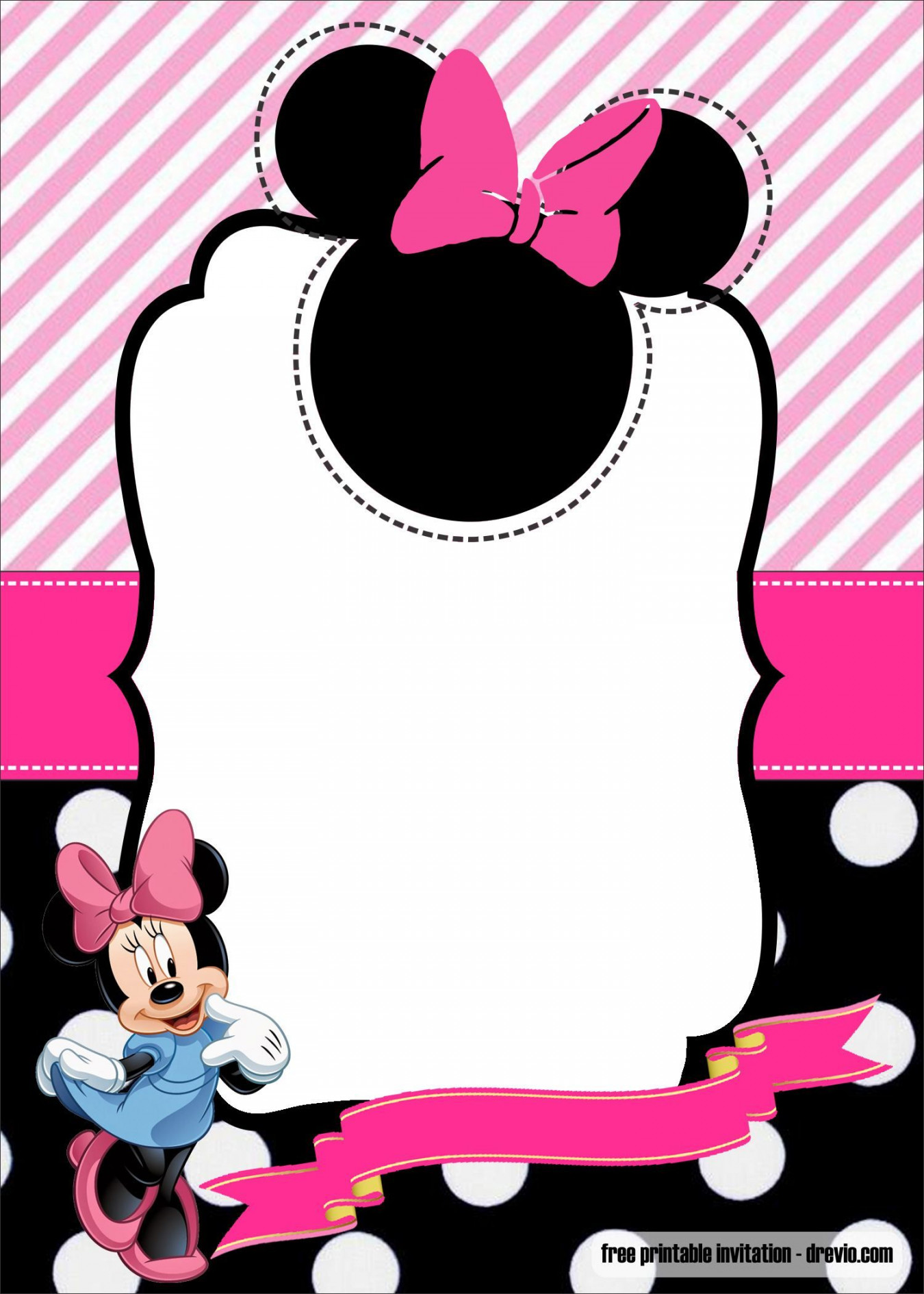 FREE Minnie Mouse st birthday invitation template  Minnie mouse