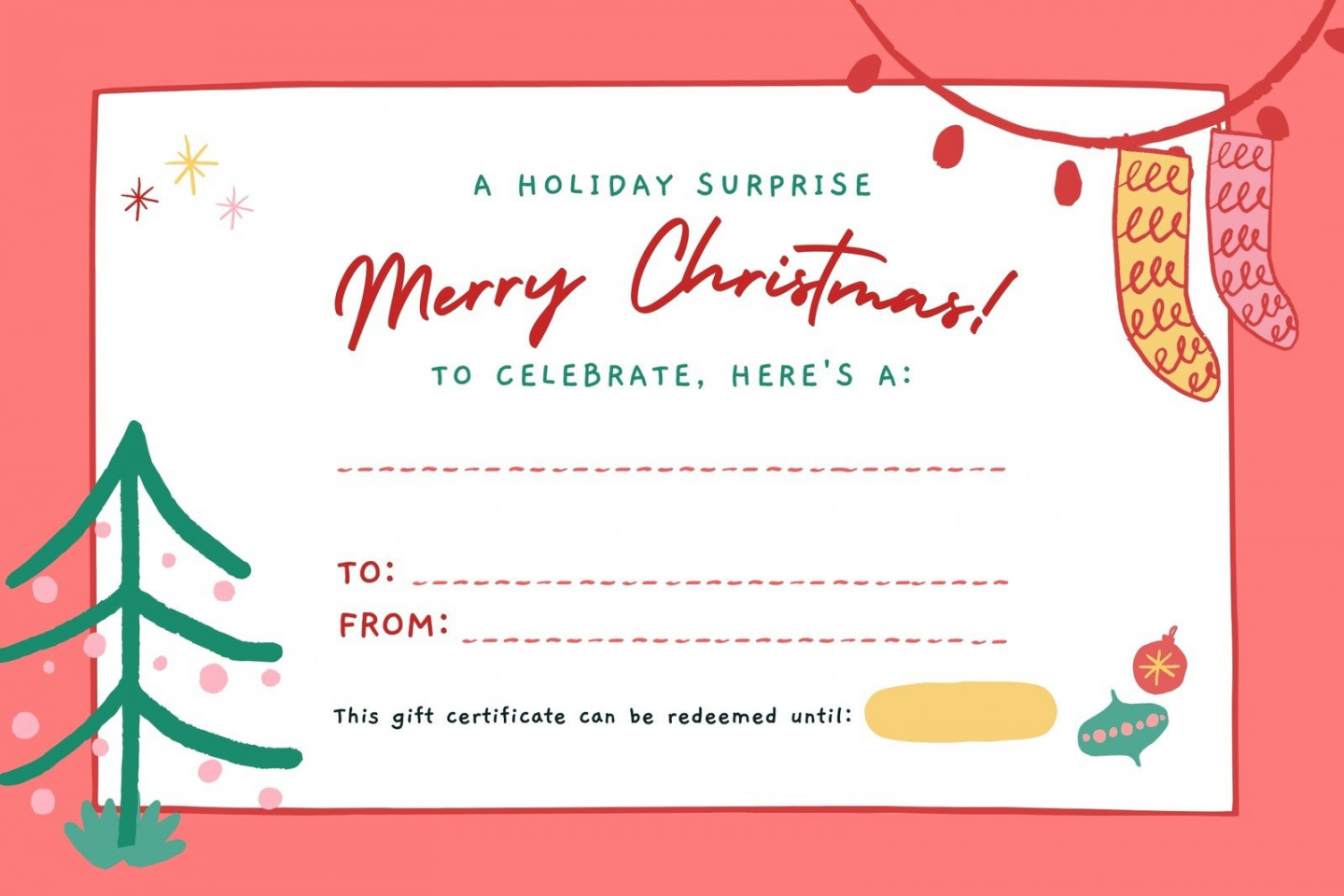 Free, printable custom Christmas gift certificate templates  Canva