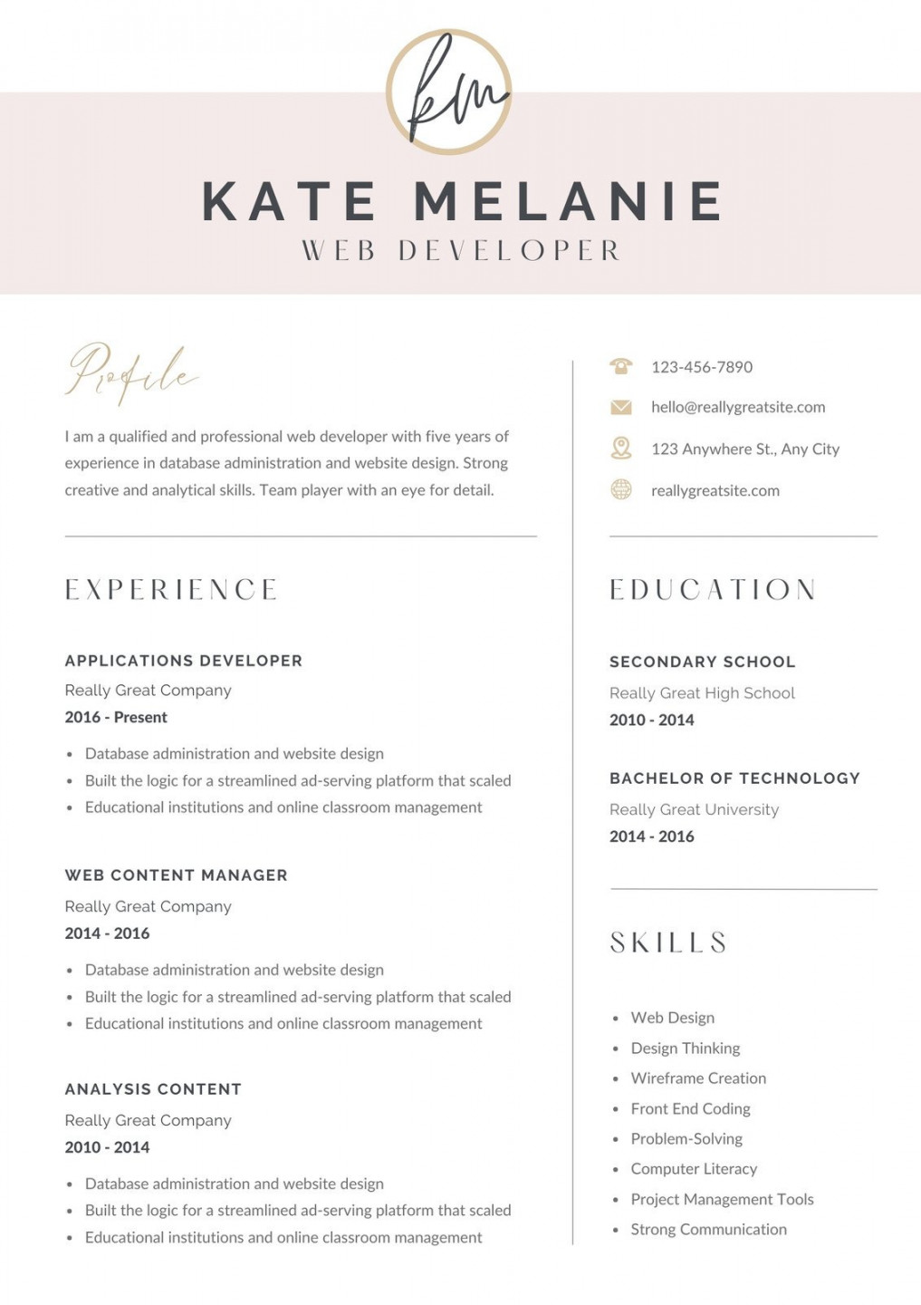 Free, printable, customizable creative resume templates  Canva