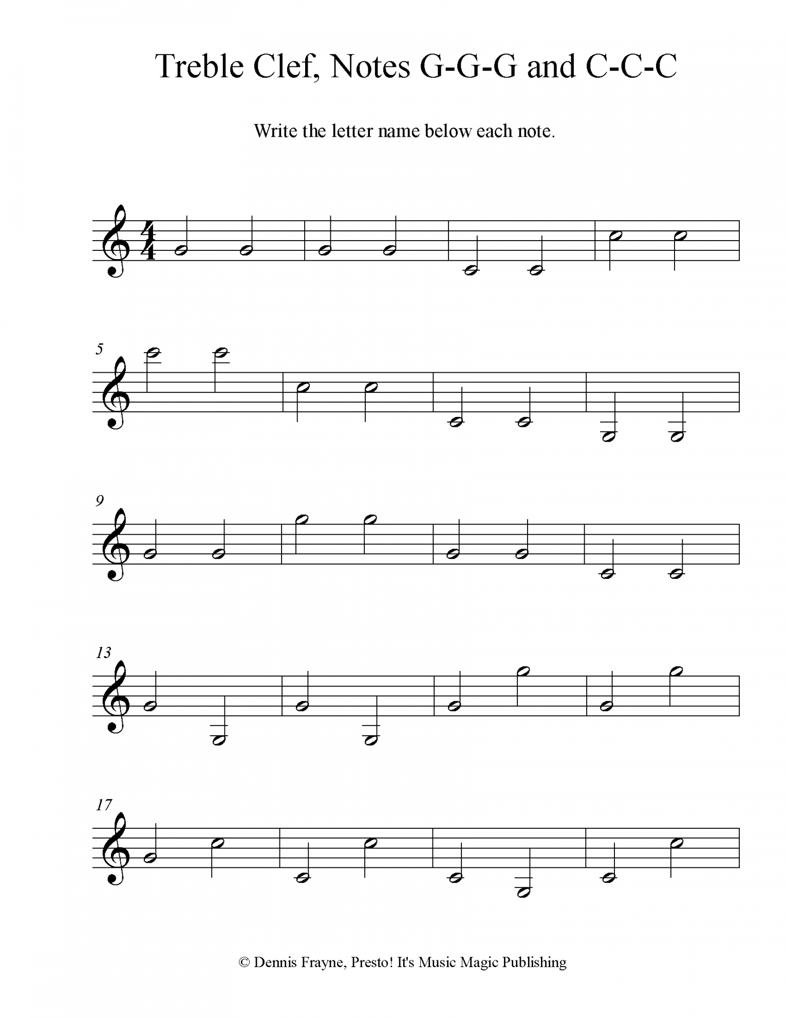 FREE! Printable Music Note Naming Worksheets — Presto! It