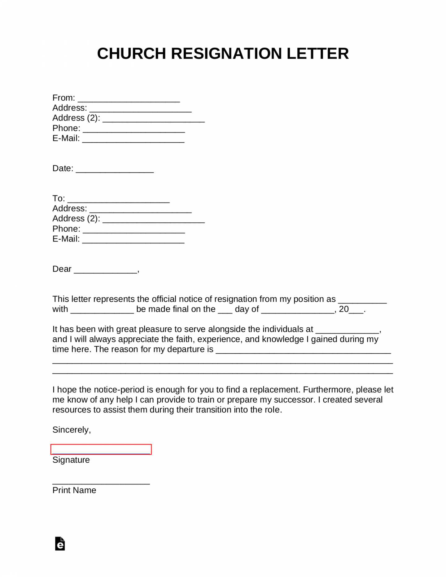 Free Resignation Letters  Templates () - PDF  Word – eForms