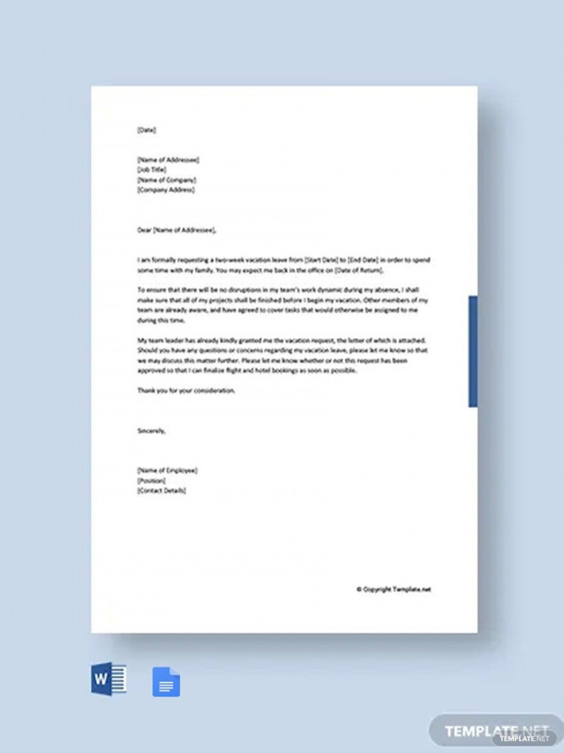 Free Vacation Leave Letter Template - Download in Word, Google