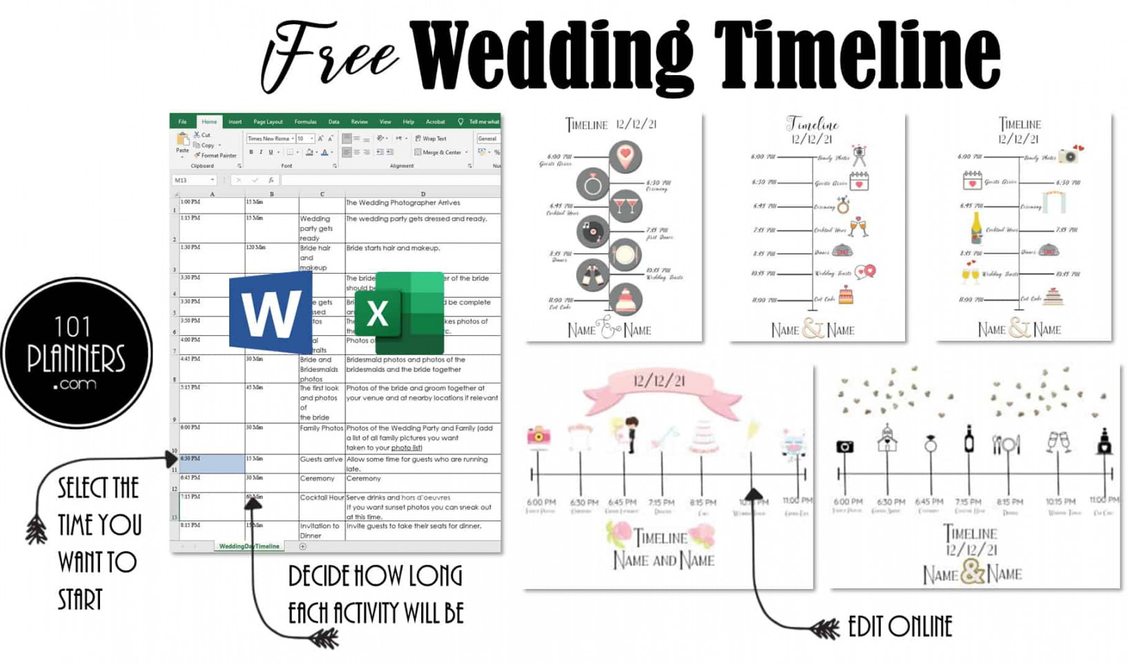 FREE Wedding Timeline  Online App, Word or Excel