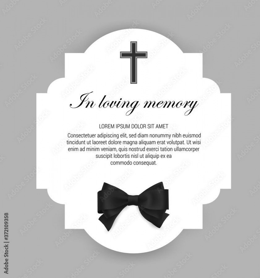 Funeral vector card, obituary memorial frame, necrologue or tomb