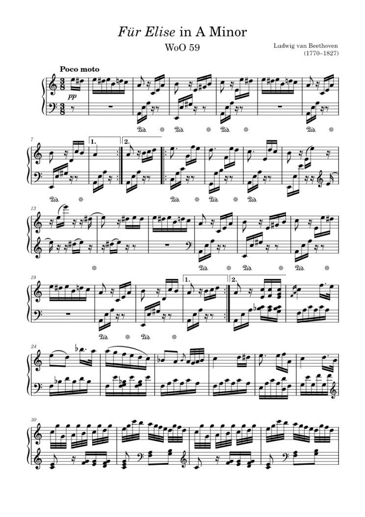 Für Elise – Beethoven Sheet music for Piano (Solo)  Musescore