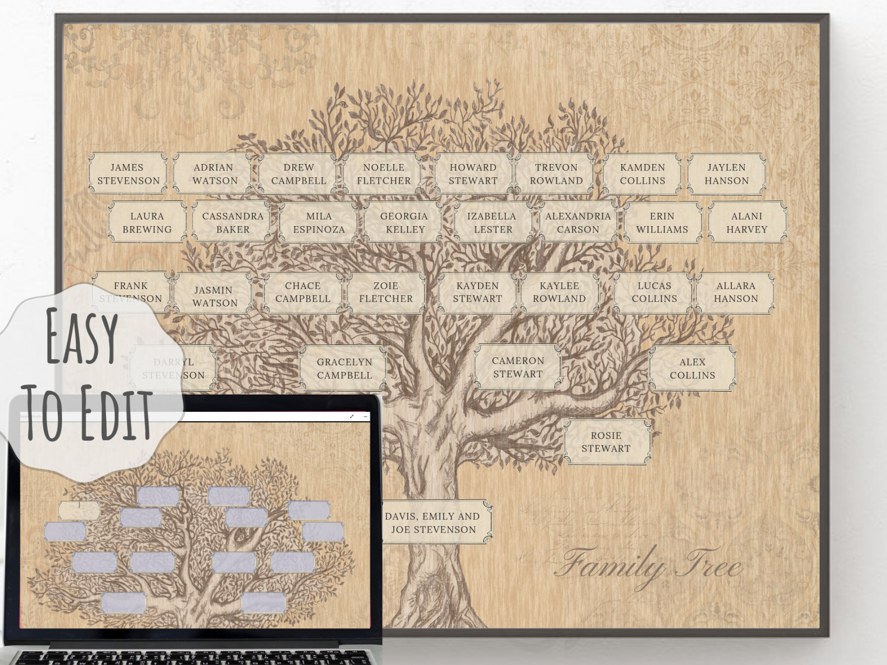 Generation Family Tree Template xinch PDF & JPG Files - Etsy