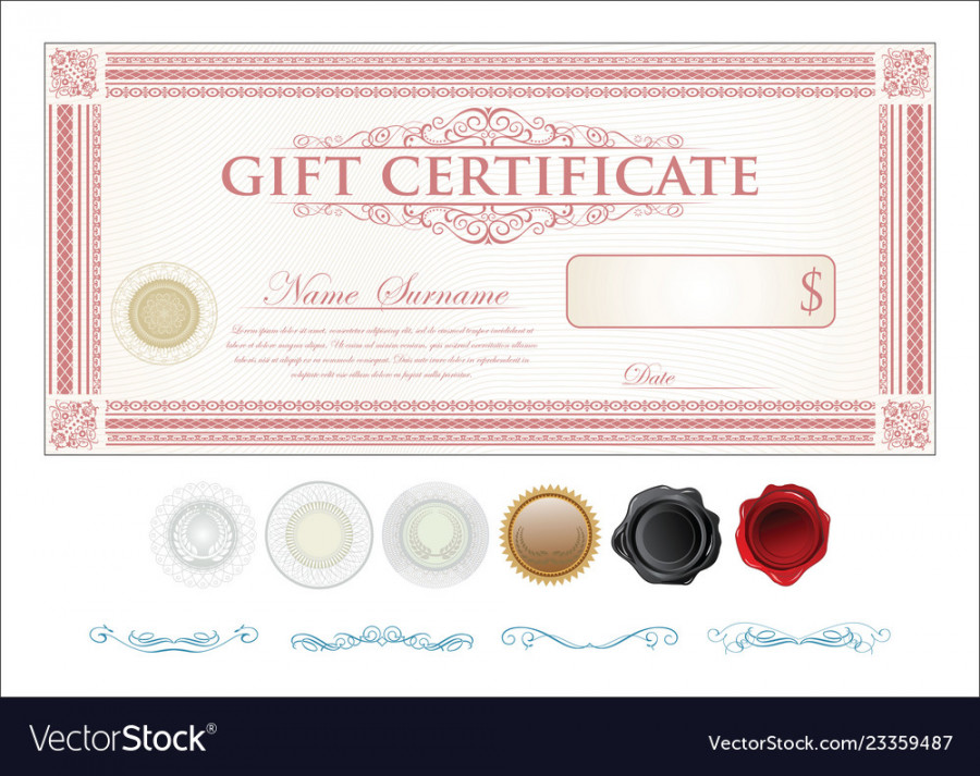 Gift certificate retro vintage template  Vector Image