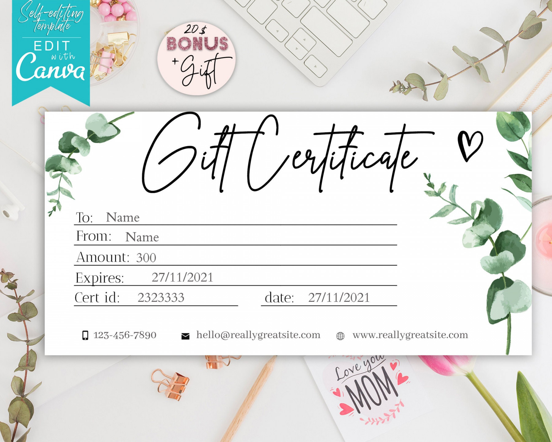 Gift Certificate Template Editablegift Certificate - Etsy