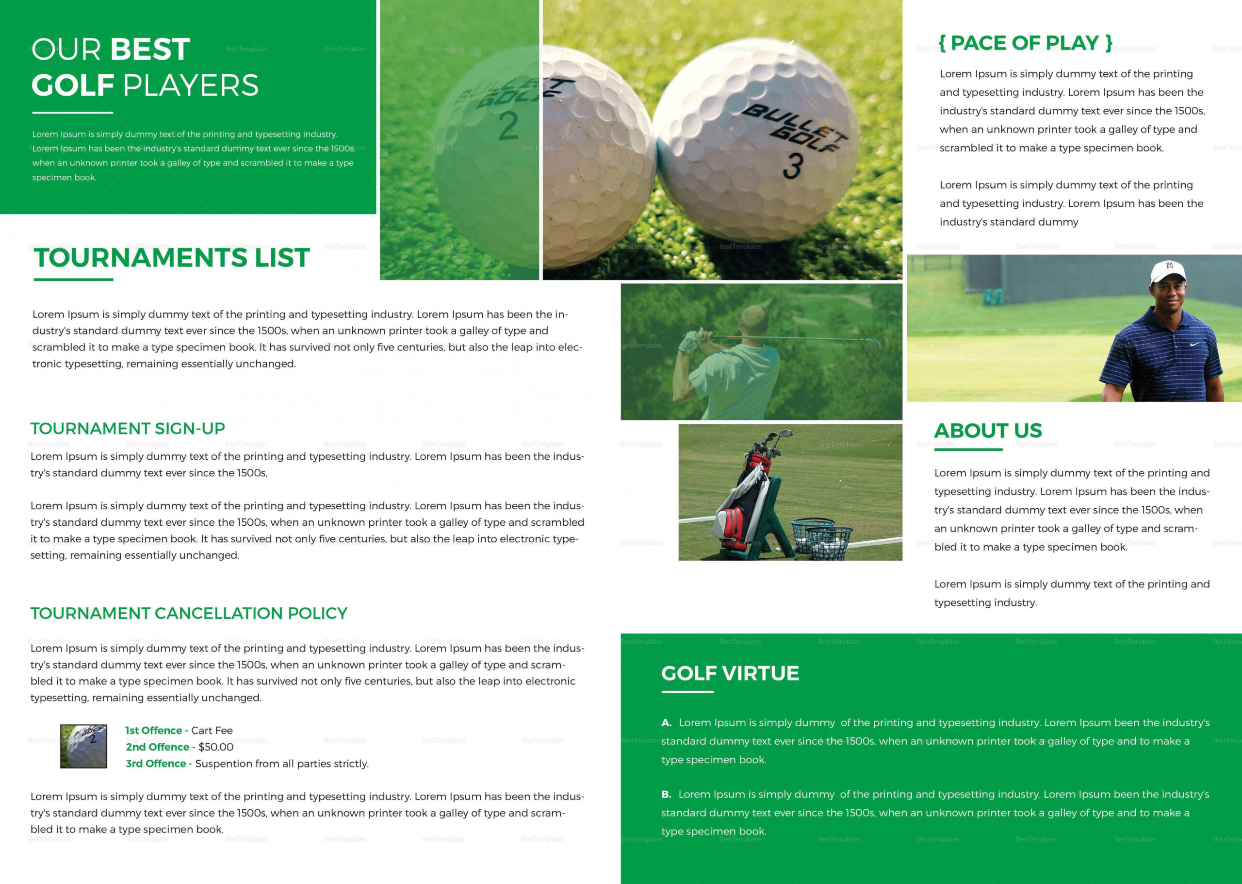 Golf Tournament Bi Fold Brochure Template