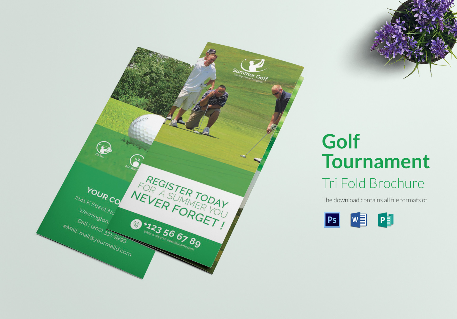 Golf Tournament Tri Fold Brochure Template