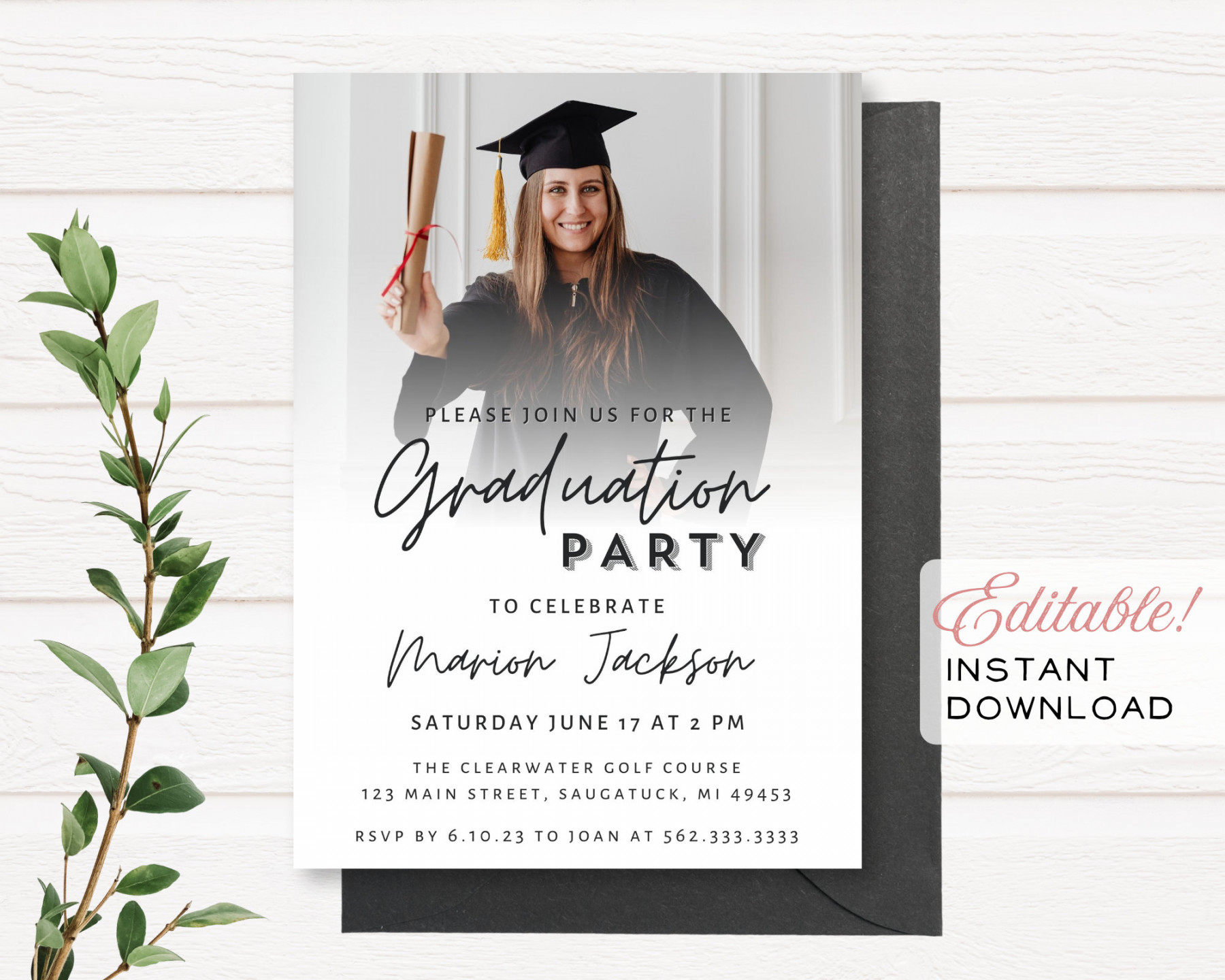 Gradient Photo College or High School Graduation Party Invitation