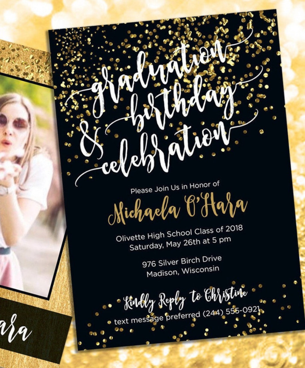 Graduation and Birthday Celebration Invitation with Black and - Etsy