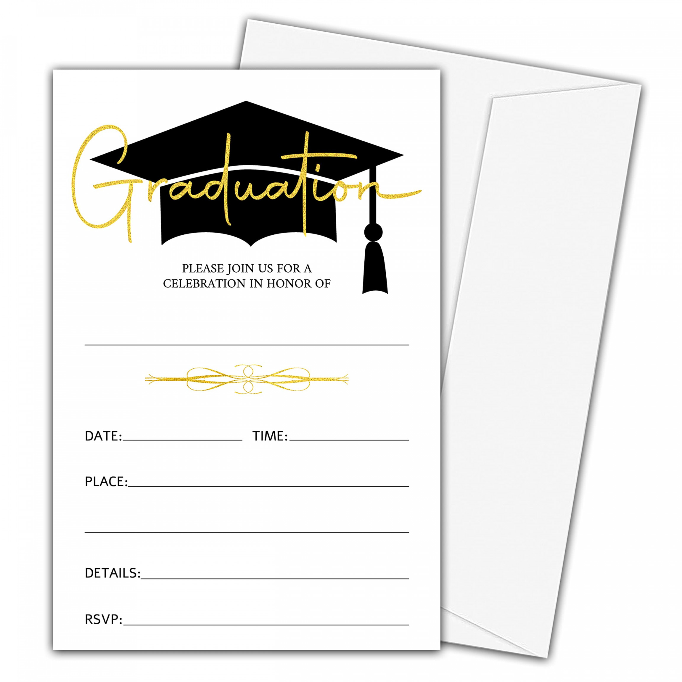 Graduation Invitations with Envelopes for College, Junior, High School,  College, Master