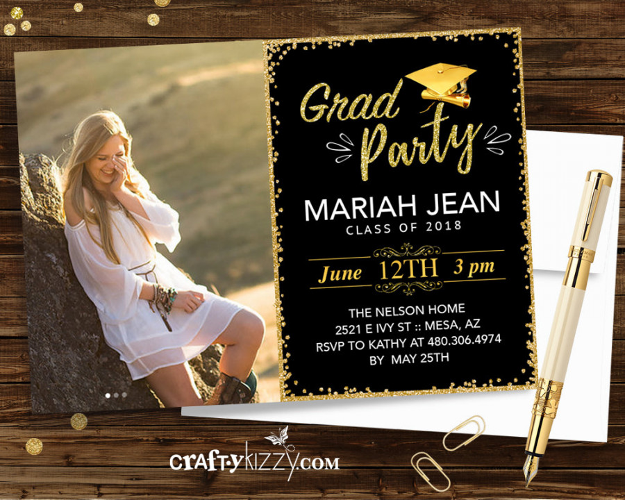 Graduation Party Invitation - High School Grad - College Graduation  Invitations - Grad Party Printable Gold and Black or Choose Your Color