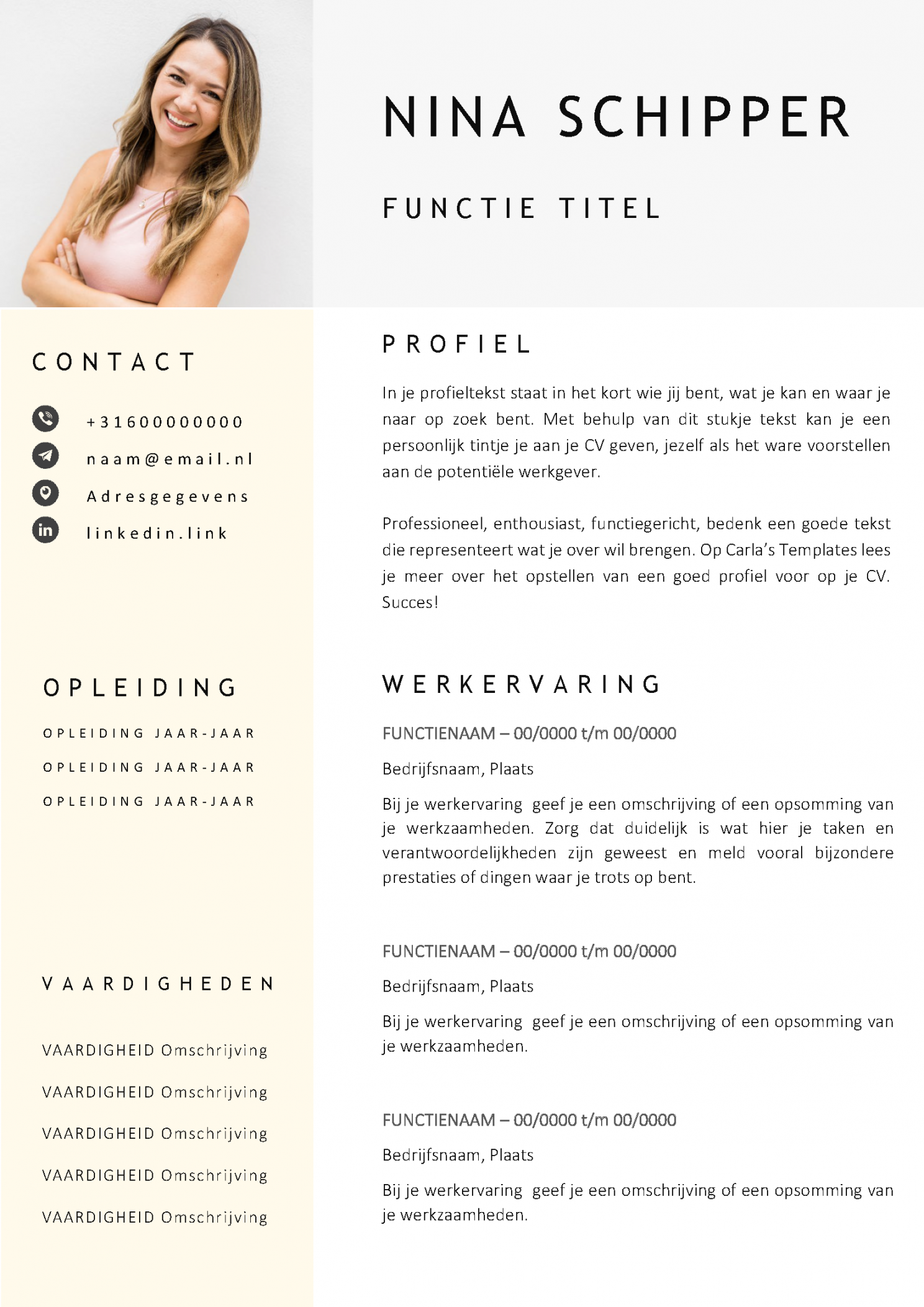 Gratis cv template  - Voorbeeld CV in Word (Gratis)