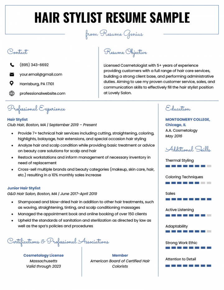 Hair Stylist Resume Example & Writing Guide  RG