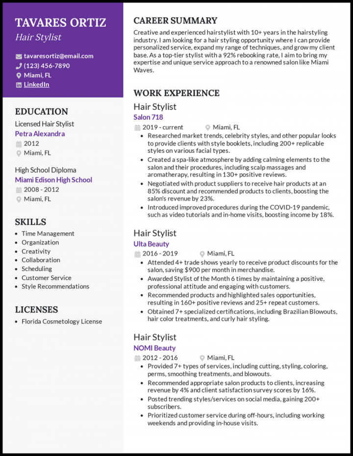 Hair Stylist Resume Examples That Worked in