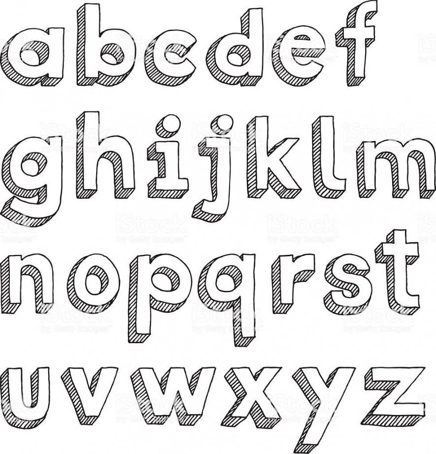 Hand-drawn lower-case alphabet in Sans Serif font royalty-free