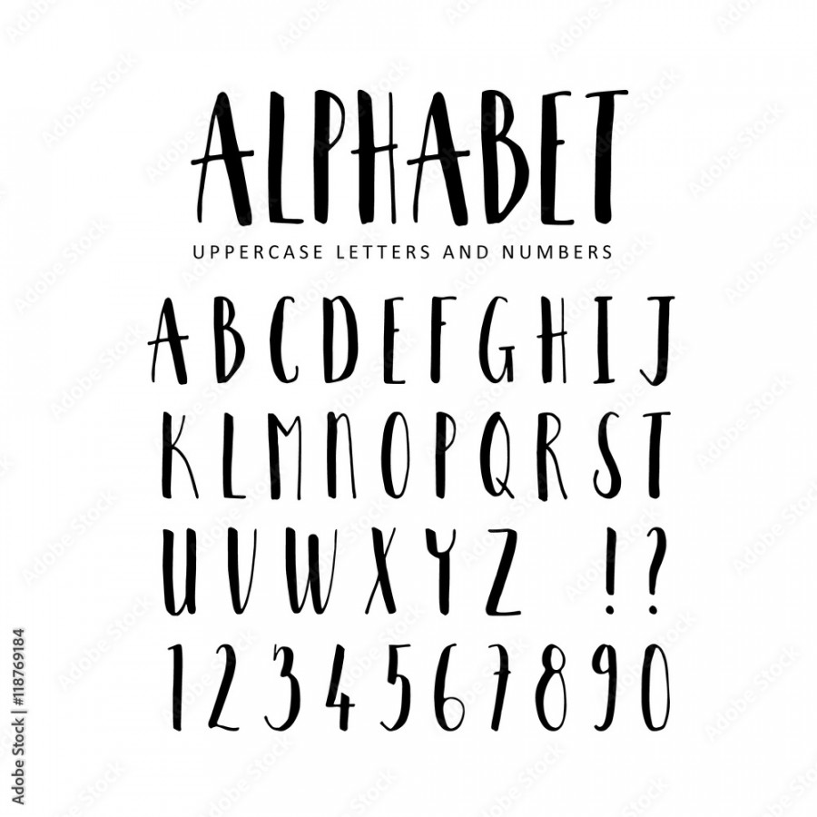 Hand drawn vector alphabet. Sans Serif brush font