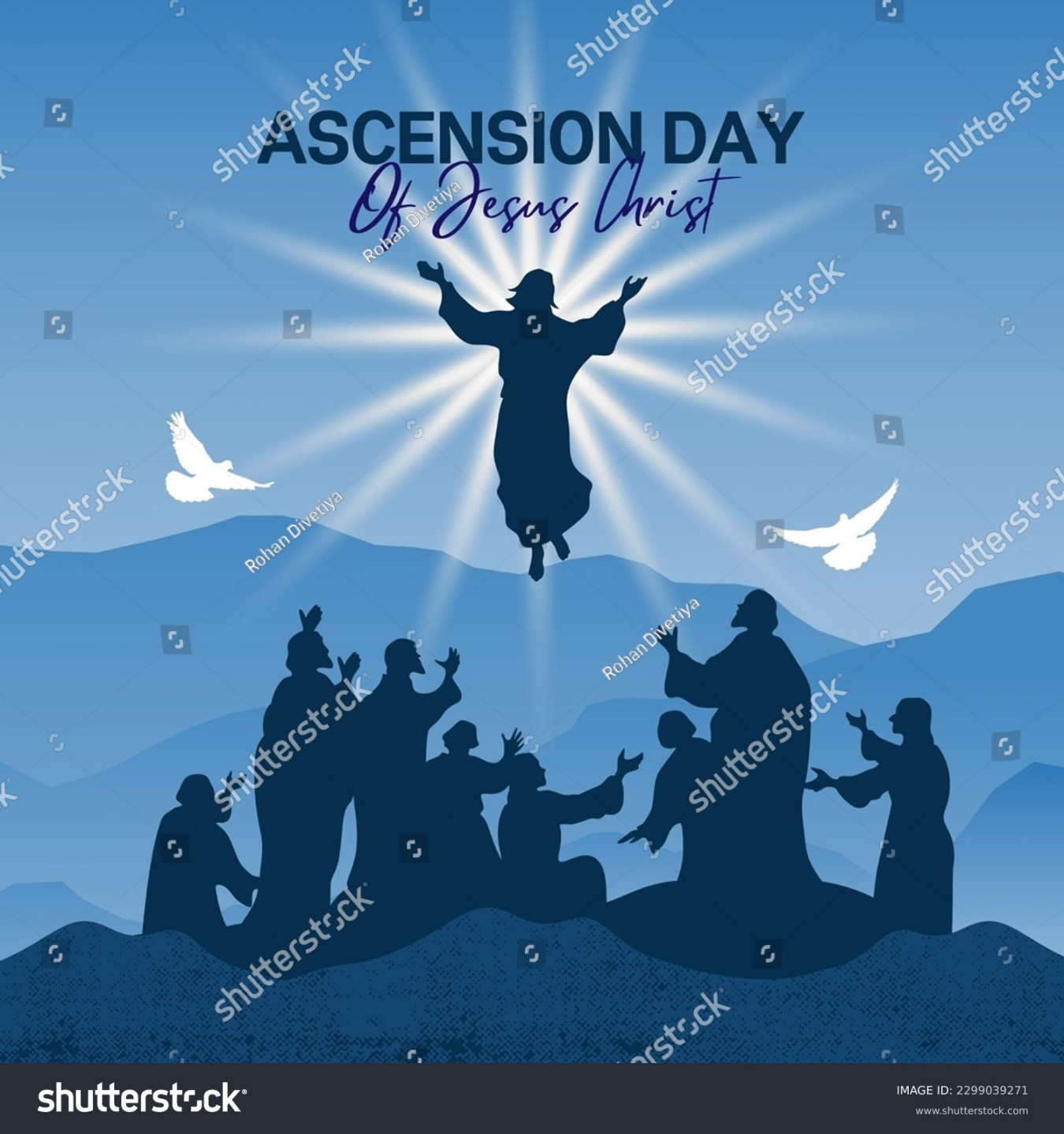 Happy Ascension Day Design Jesus Christ Stock Vector (Royalty Free