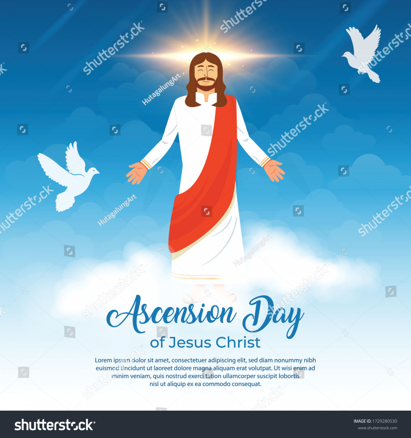 Happy Ascension Day Jesus Christ Pigeon Stock Vector (Royalty Free