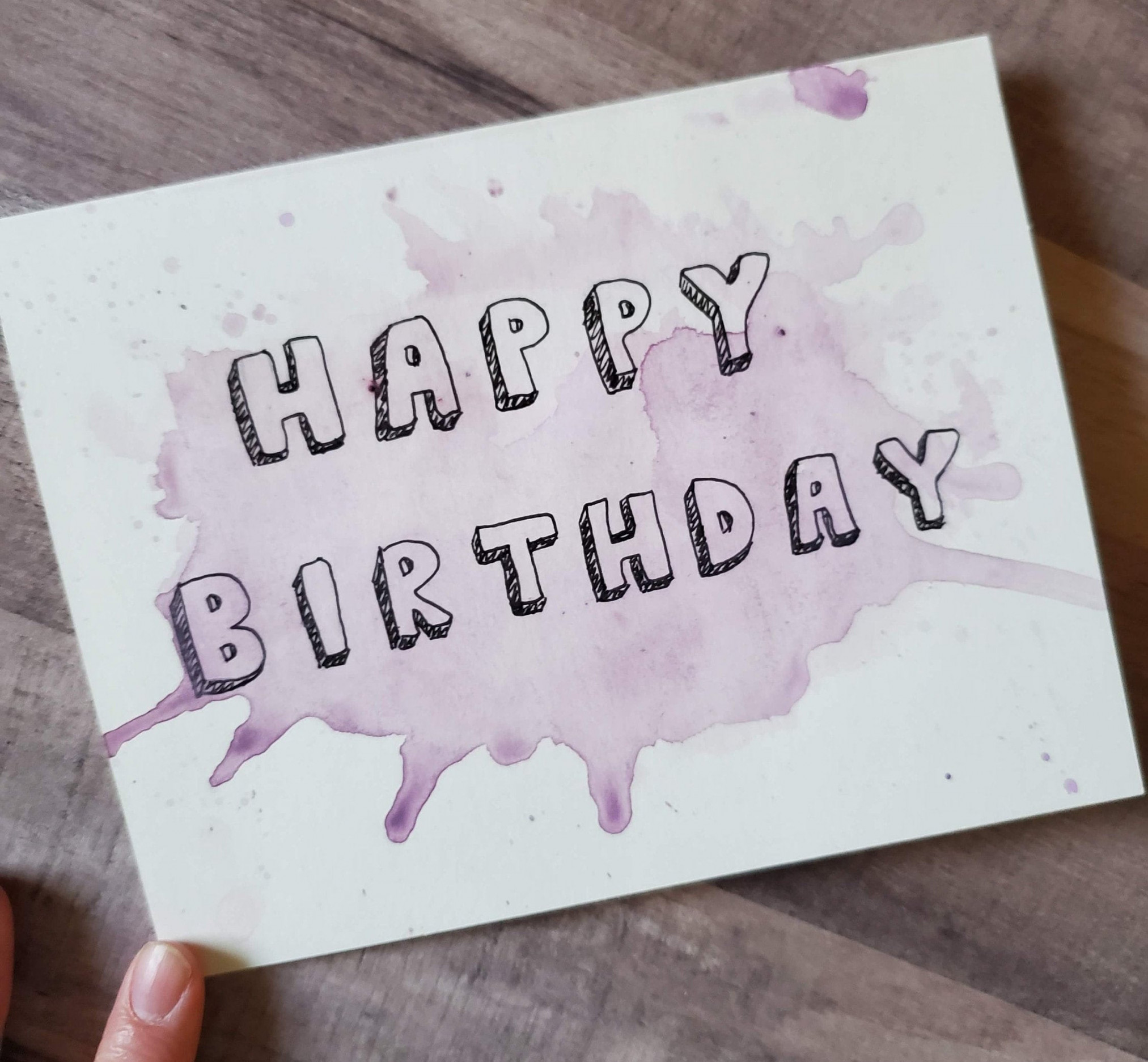 Happy Birthday abstract watercolor shadowed block letters - Etsy