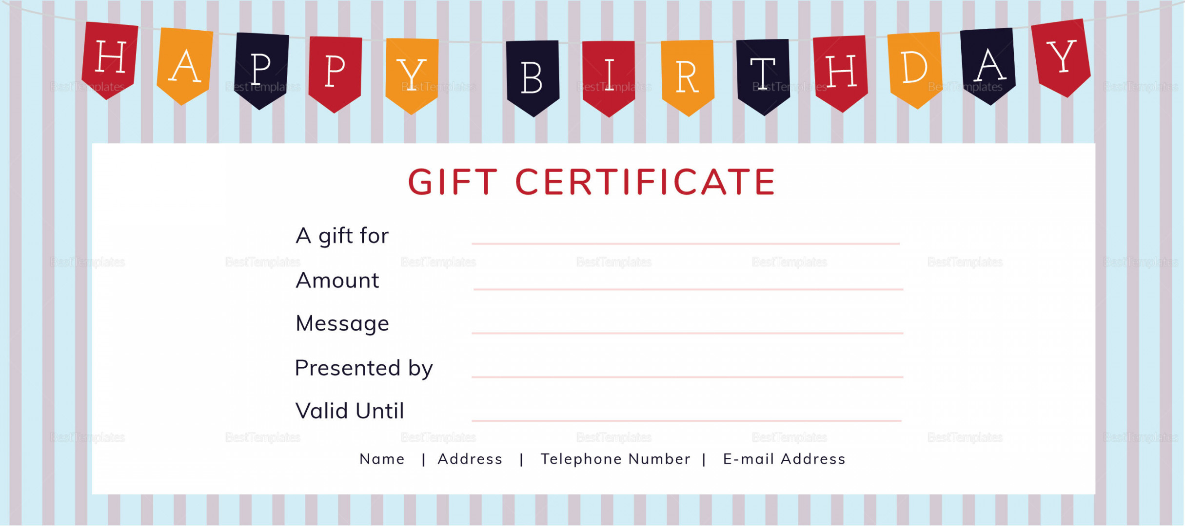 Happy Birthday Gift Certificate Template