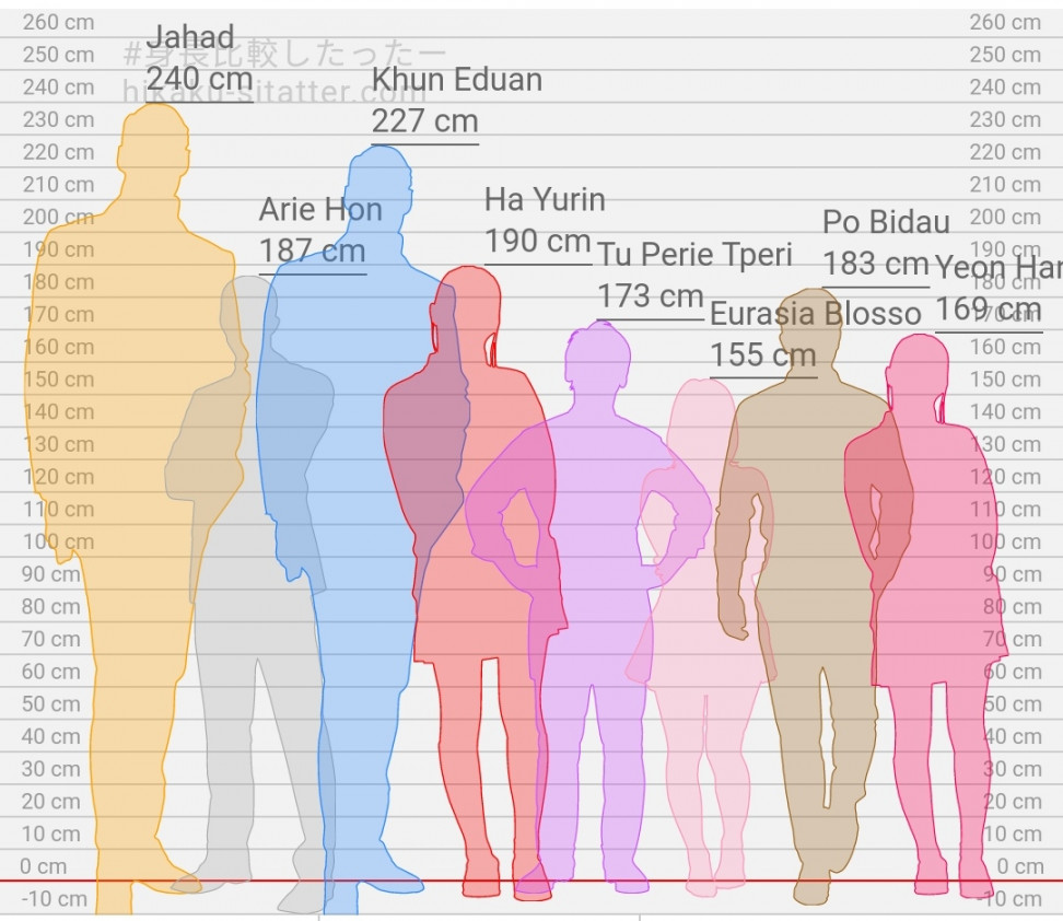 Height Comparison Chart of the ten great family leaders and jahad