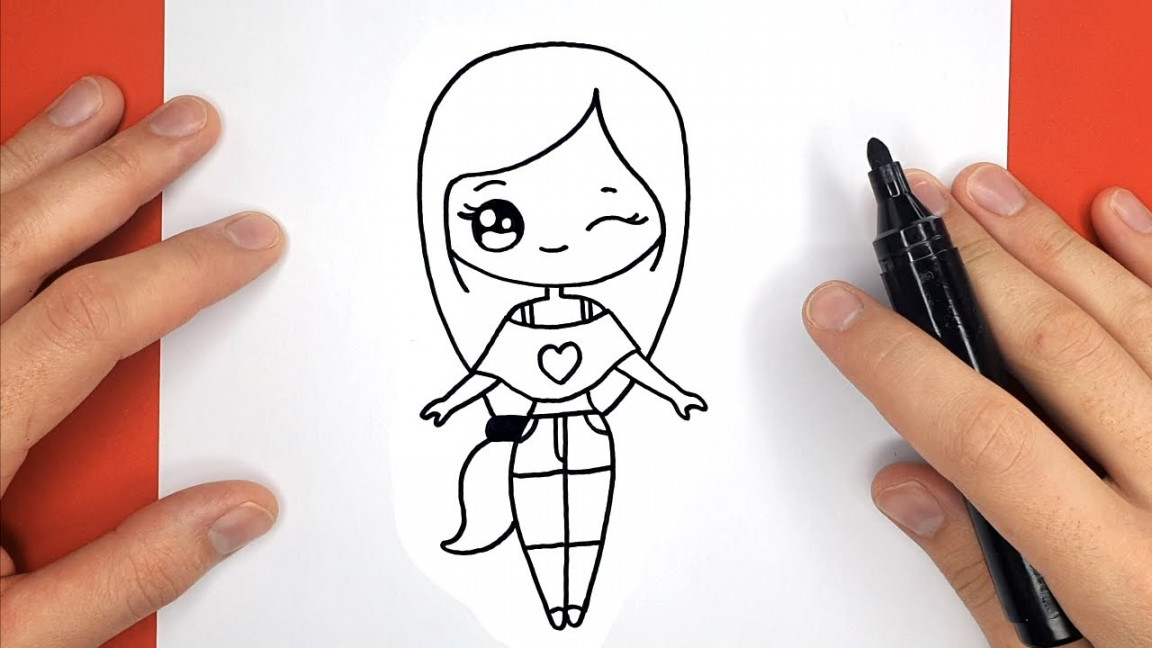 How to Draw a cute girl - Happy Drawings