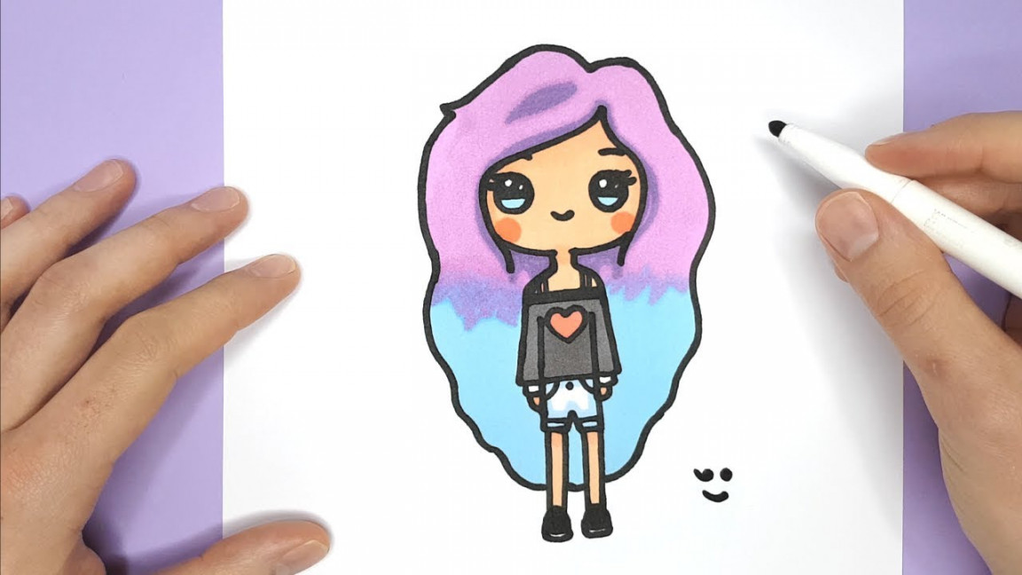 How to Draw a cute tumblr girl - Easy Drawing Tutorial - Happy Drawings