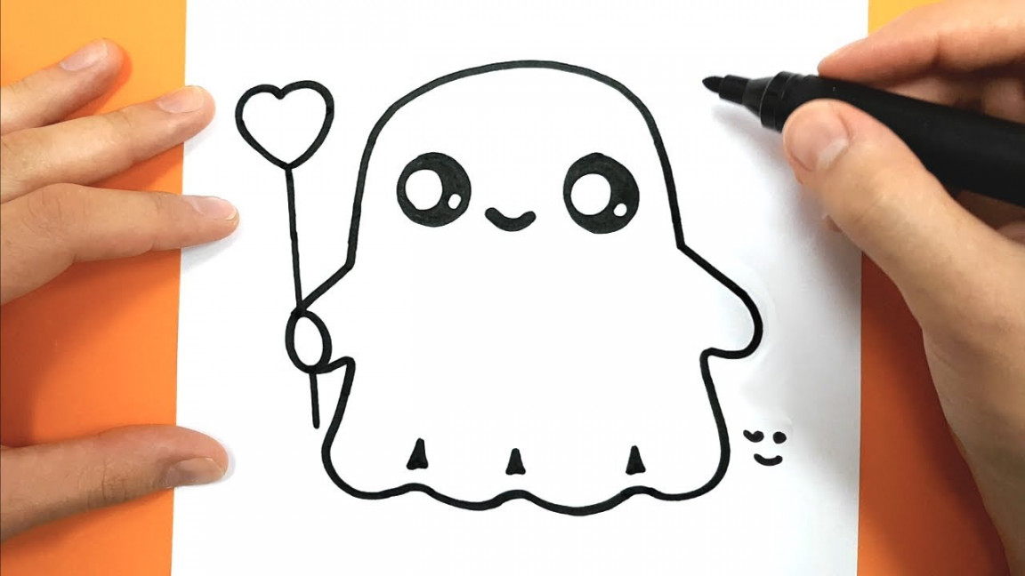 How to Draw and color a cute ghost - Easy Drawing Tutorial - HALLOWEEN