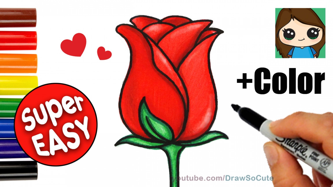 How to Draw + Color a Rose Super EASY Realistic