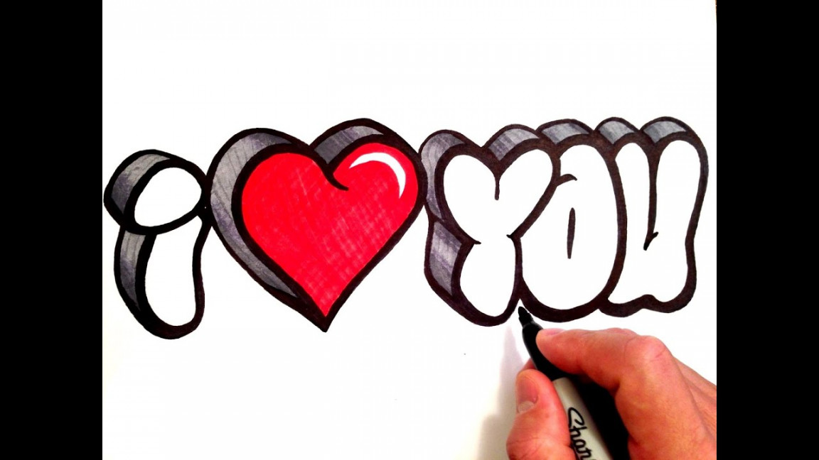 How to Draw I Love You in D Bubble Letters